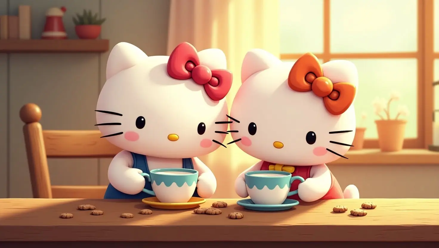 Hello Kitty and Mimmy Eating Cookies Scene Melts Hearts Online! 1 hello kitty and mimmy eating cookies