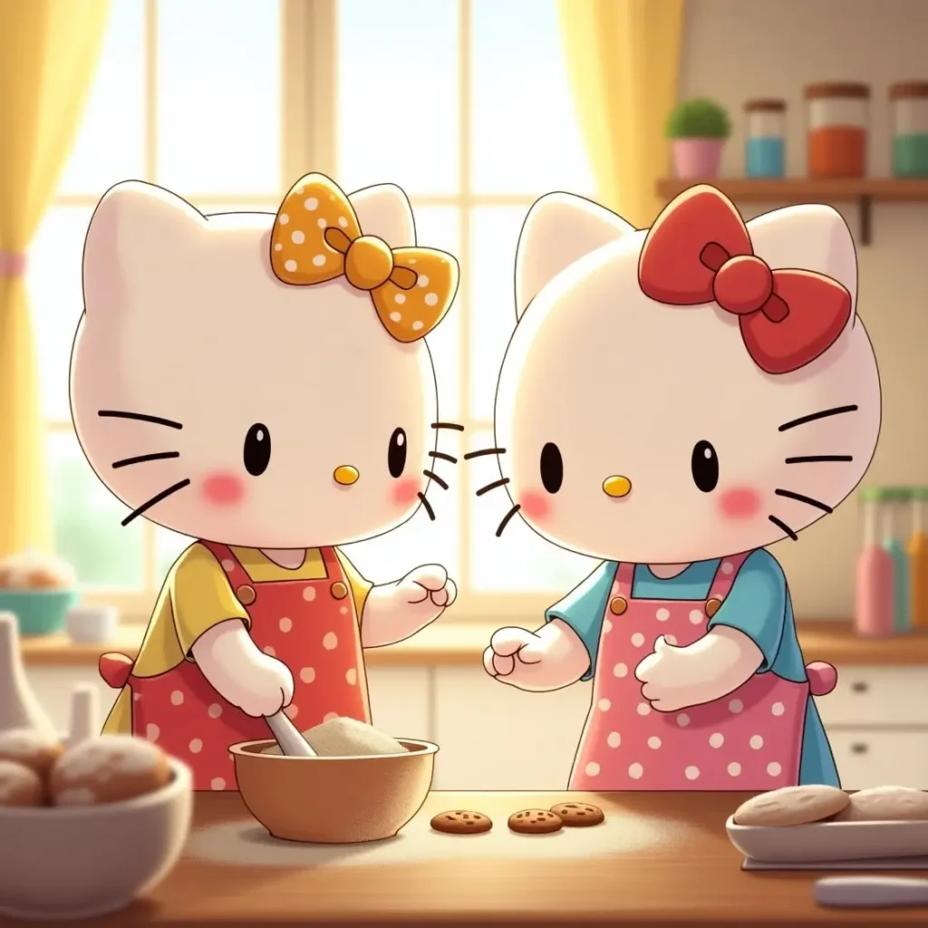 Hello Kitty and Mimmy Eating Cookies Scene Melts Hearts Online! 3 hello kitty and mimmy eating cookies