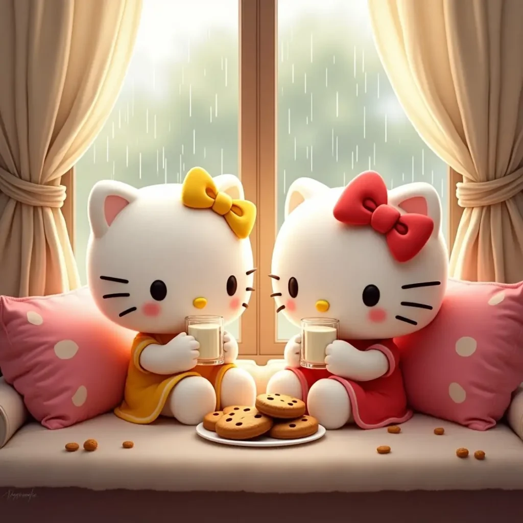 Hello Kitty and Mimmy Eating Cookies Scene Melts Hearts Online! 2 hello kitty and mimmy eating cookies